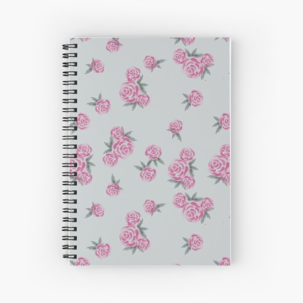 Pink and Gray Roses Spiral Notebook