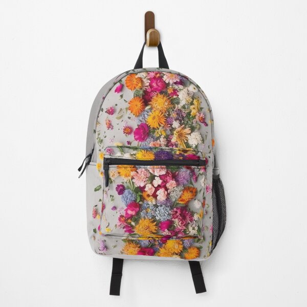 Item preview, Tiny yellow pink flower vertical arrangement in line on grey concrete designed and sold by EmeraldeaArt.