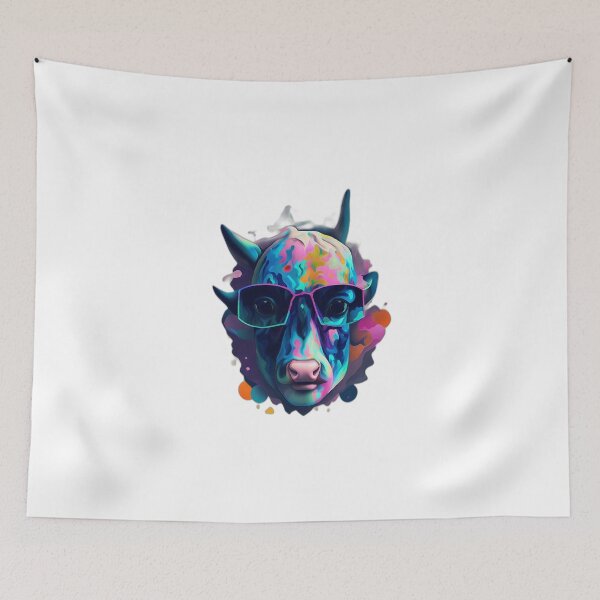 Item preview, Futuristic Goat Face - Vibrant and Colorful Digital Art designed and sold by PixelSpectrum.