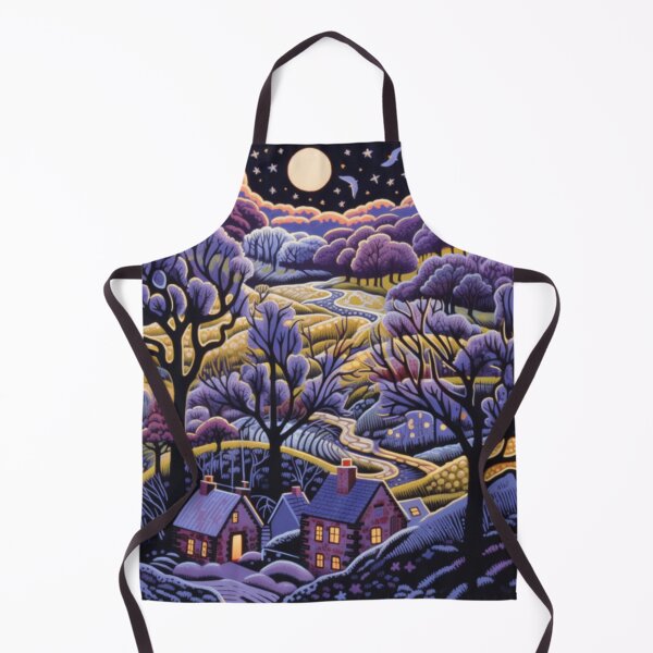 Item preview, Enchanting Purple Watercolor Landscape Village Captivating Art designed and sold by JojoArtEvo.