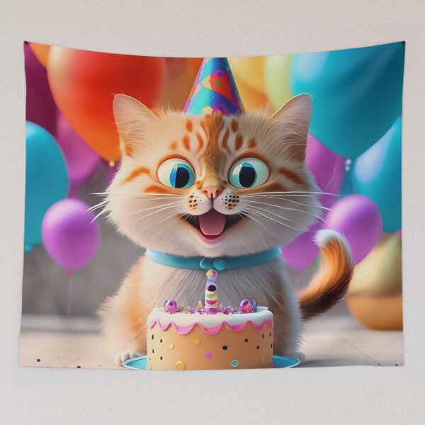 Item preview, Cute Cat Happy Birthday! Funny, funky & witty designed and sold by wittywishes.