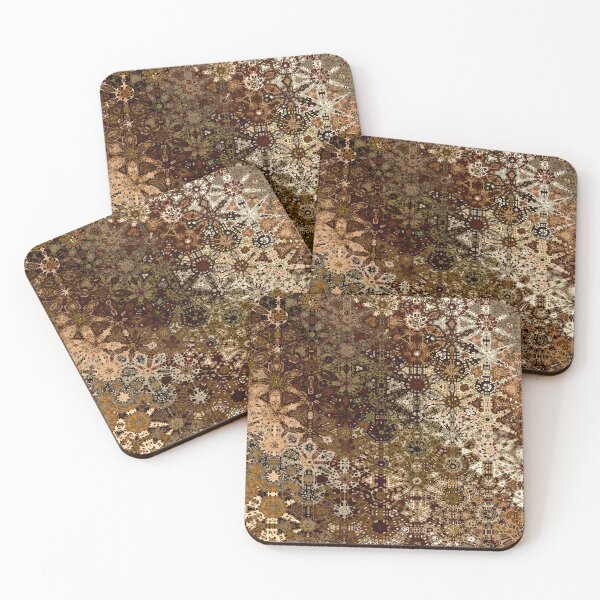 Artikelvorschau, Antique Victorian Style Kaleidoscope Floral Seamless Pattern in Rich Brown Shades entworfen und verkauft von Trevor Hirst.