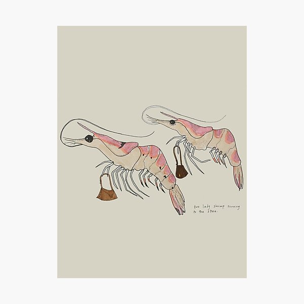 Item preview, two lady shrimp running to the store designed and sold by Ola Lorens.