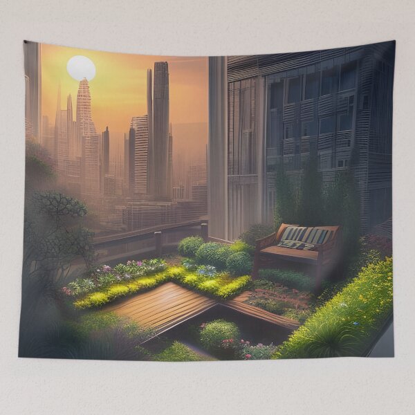Item preview,  Garden in skyscraper generated by artificial intelligence designed and sold by megadrina.