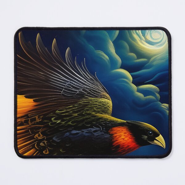 Item preview, Stylized Flying Night Raven, impasto Ai Generated Art designed and sold by ACC .