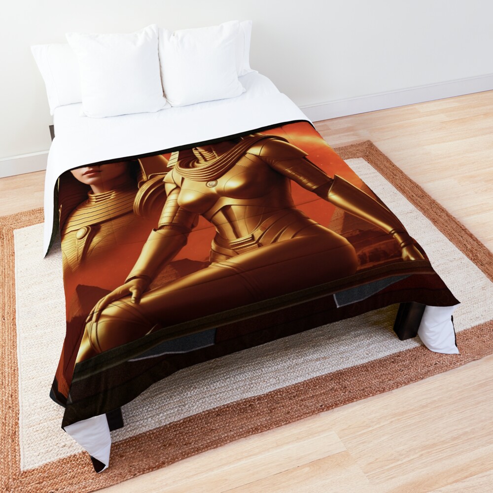 Vision Of The Ancientsp Sci-Fi AI Concept Art by Xzendor7 Comforter