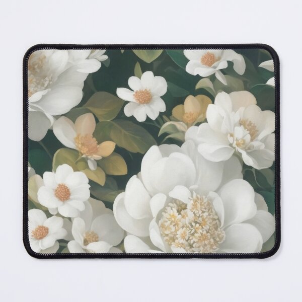 Item preview, Generated 70s Watercolor White Tropical Flower and Leaf pattern  designed and sold by AiArtMerch.