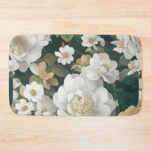 Item preview, Generated 70s Watercolor White Tropical Flower and Leaf pattern  designed and sold by AiArtMerch.