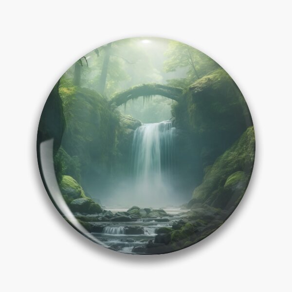 Item preview, Cascade Symphony: Digital Painting of Majestic Waterfalls in the Pacific Northwest Art Print designed and sold by BlahNM505.