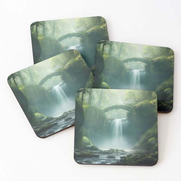 Item preview, Cascade Symphony: Digital Painting of Majestic Waterfalls in the Pacific Northwest Art Print designed and sold by BlahNM505.