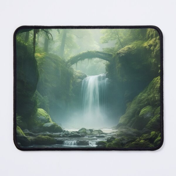 Item preview, Cascade Symphony: Digital Painting of Majestic Waterfalls in the Pacific Northwest Art Print designed and sold by BlahNM505.