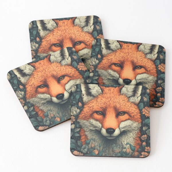 Item preview, Fox Illustration in a field of flowers designed and sold by 11pixeli.