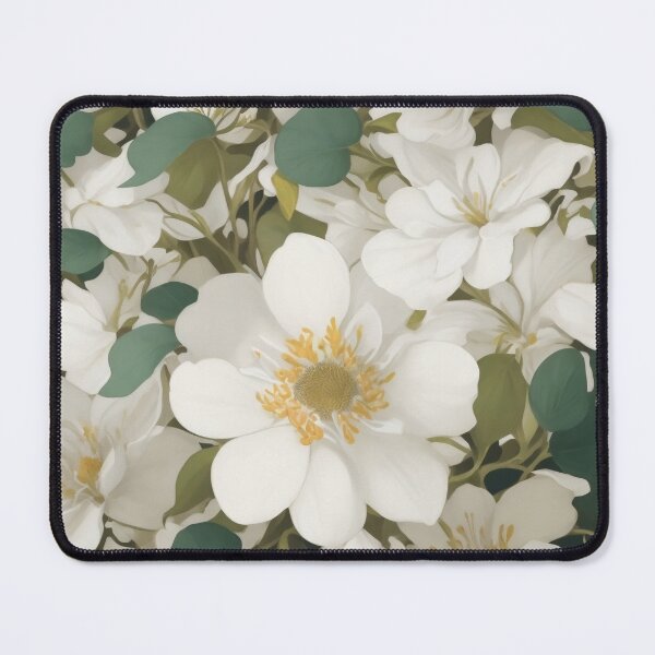 Item preview, Generated 70s Watercolor White Tropical Flower and Leaf pattern  designed and sold by AiArtMerch.