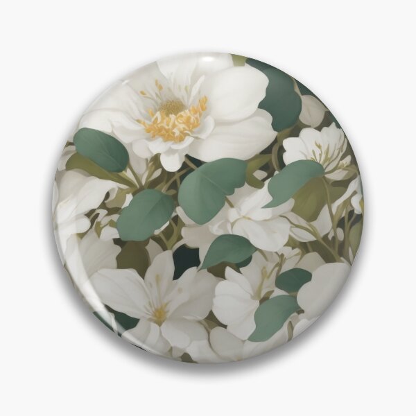 Item preview, Generated 70s Watercolor White Tropical Flower and Leaf pattern  designed and sold by AiArtMerch.