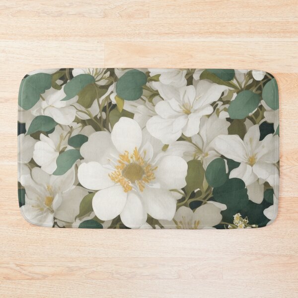 Item preview, Generated 70s Watercolor White Tropical Flower and Leaf pattern  designed and sold by AiArtMerch.