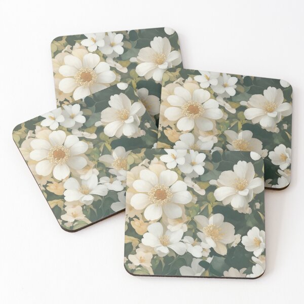 Item preview, Generated 70s Watercolor White Tropical Flower and Leaf pattern  designed and sold by AiArtMerch.