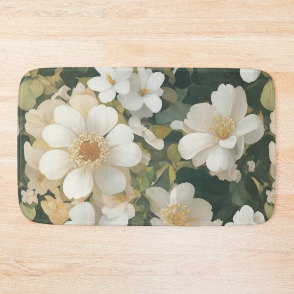 Item preview, Generated 70s Watercolor White Tropical Flower and Leaf pattern  designed and sold by AiArtMerch.