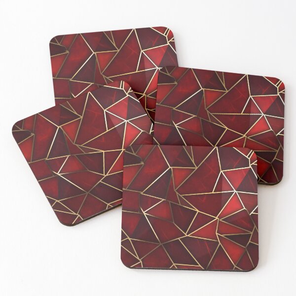 Item preview, Ruby Red Gemstone Geometric Tile Design with Gold Accents designed and sold by SweetWhiskers.