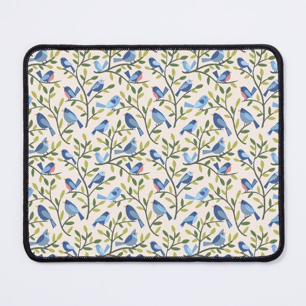 Item preview, Birds on Branches - simple blue birds on leafy branches - cream background - shw1035 a designed and sold by Shiny Happy World.