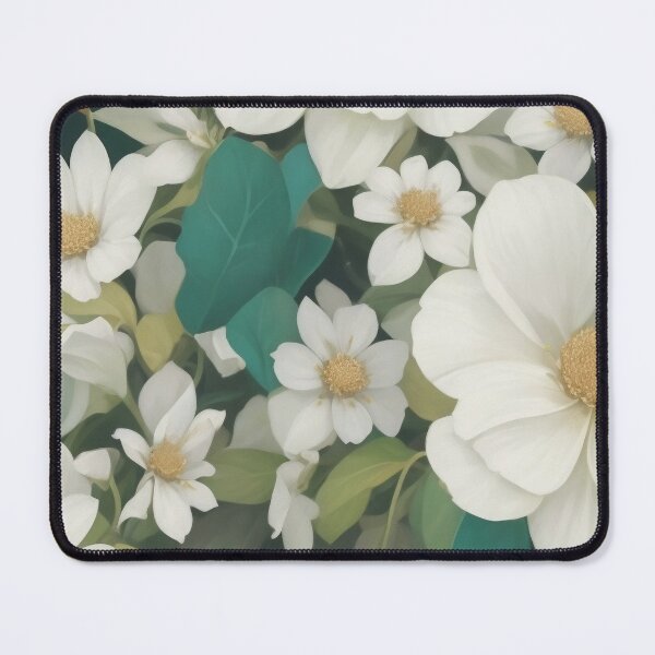Item preview, Generated 70s Watercolor White Tropical Flower and Leaf pattern  designed and sold by AiArtMerch.