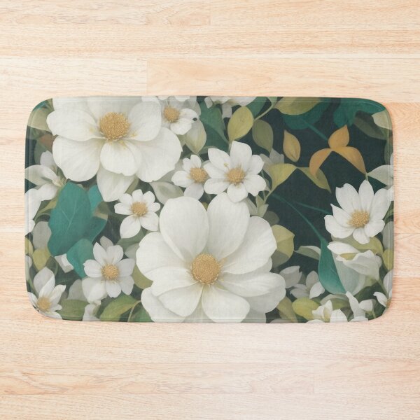 Item preview, Generated 70s Watercolor White Tropical Flower and Leaf pattern  designed and sold by AiArtMerch.