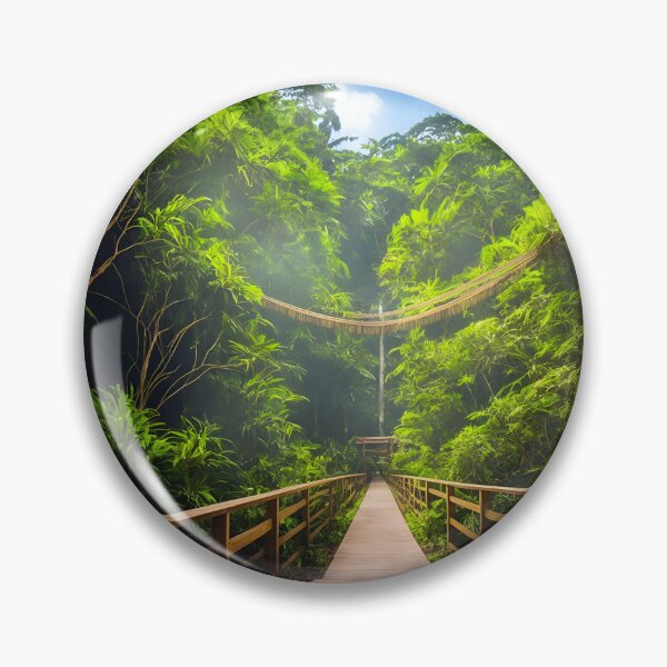 Item preview, Tropical Rainforest Landscapes With a Wooden Bridge or Canopy Walkway, Ai Generated Art designed and sold by AiGens.