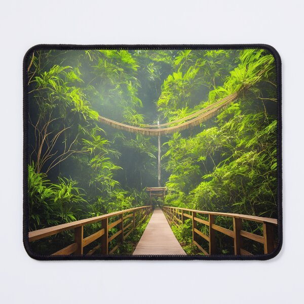 Item preview, Tropical Rainforest Landscapes With a Wooden Bridge or Canopy Walkway, Ai Generated Art designed and sold by AiGens.