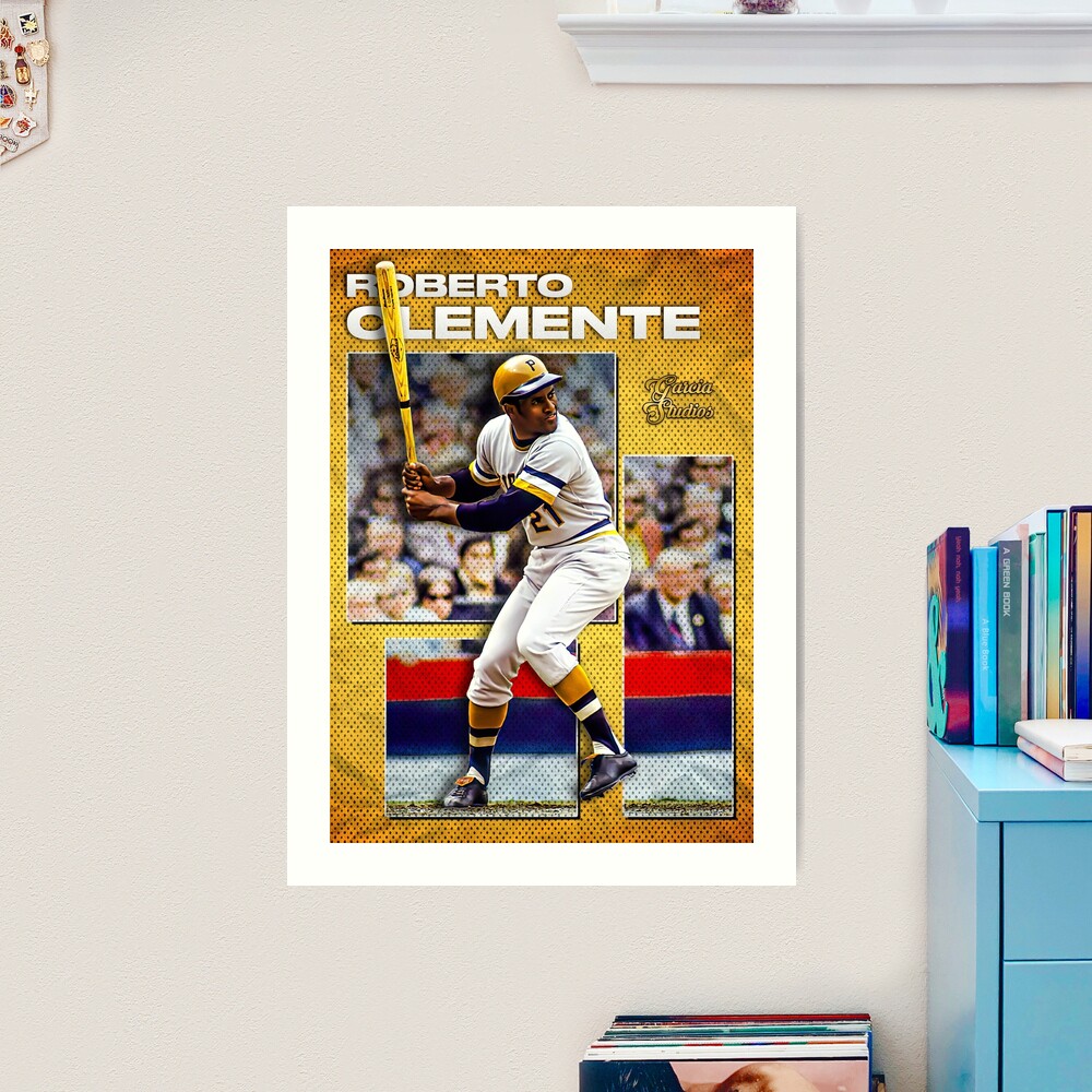 Roberto Clemente - At Bat sports card poster Sticker for Sale by