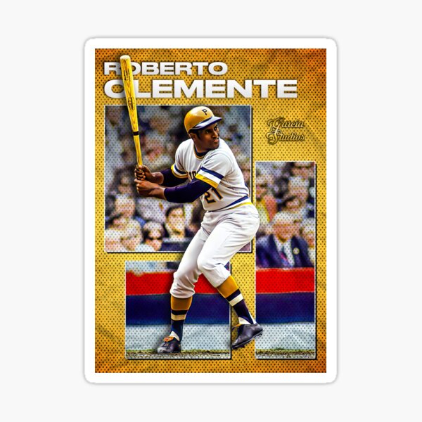 Roberto Clemente baseball card sticker poster