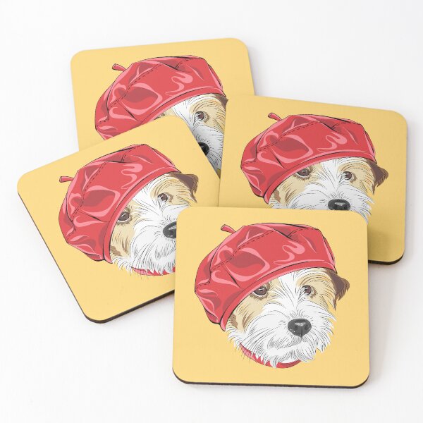 Item preview, Jack Russell Terrier dog in red beret designed and sold by kavalenkavart.
