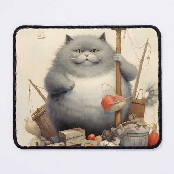 Item preview, Cats at Sea: Fat Cats, little boats Vintage Retro Artstyle designed and sold by KittyStampedeCo.