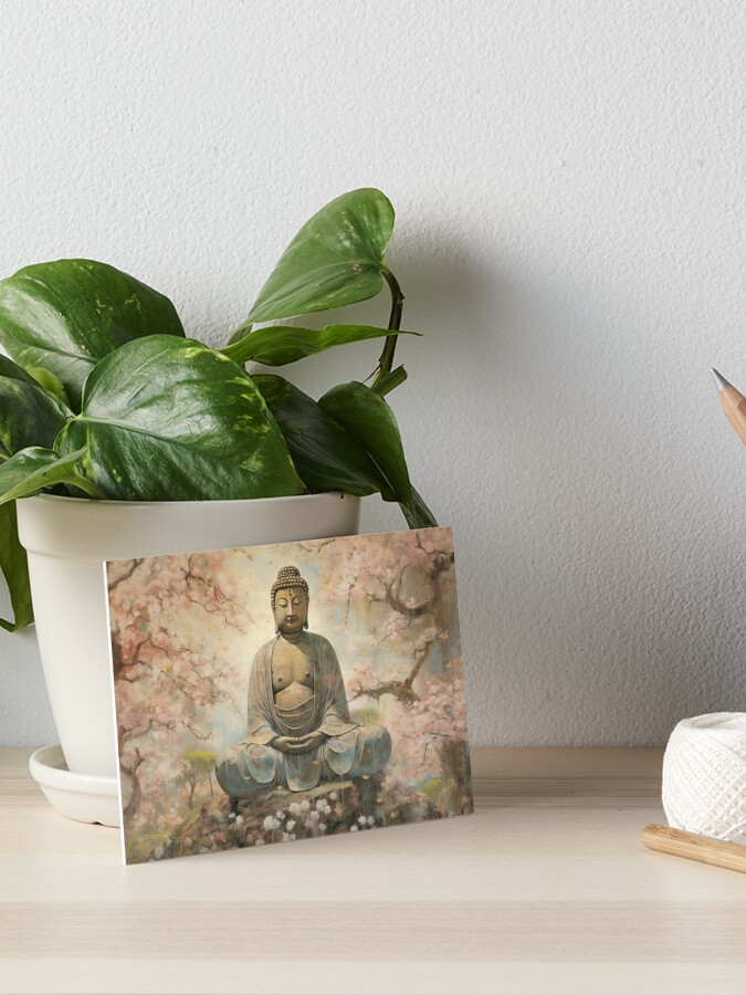 Buddha statue with cherry blossom in, Posters, Art Prints, Wall Murals