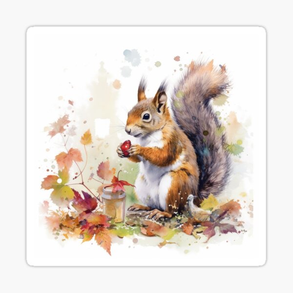 Item preview, Playful Squirrel Watercolour Artwork designed and sold by Dotty-Designs.