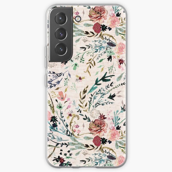 Sparkles Floral phone case Floral Print Sparkling flowers repeat pattern Clear Phone Case Samsung S20 S21 S10 Iphone 11 12 mini XR XS