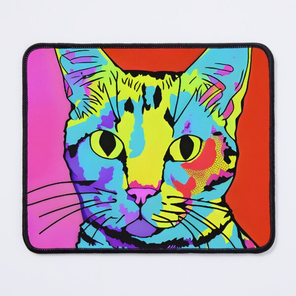 Artikelvorschau, Helles Pop-Art-Katzenporträt entworfen und verkauft von Pzuggler.