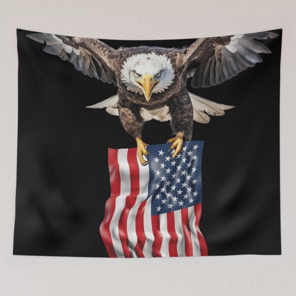 Item preview, American Bald Eagle holding American flag designed and sold by mixzer.