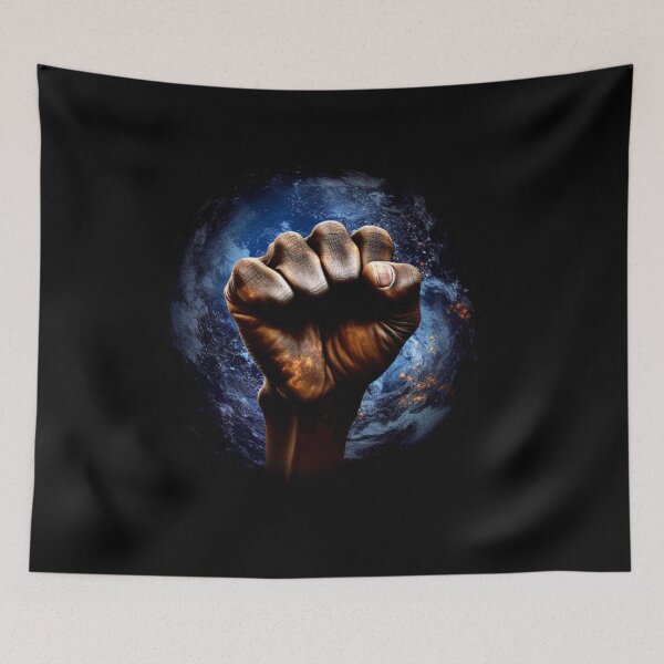 Item preview, The Freedom Fist w/blue earth background designed and sold by Artbyminga.