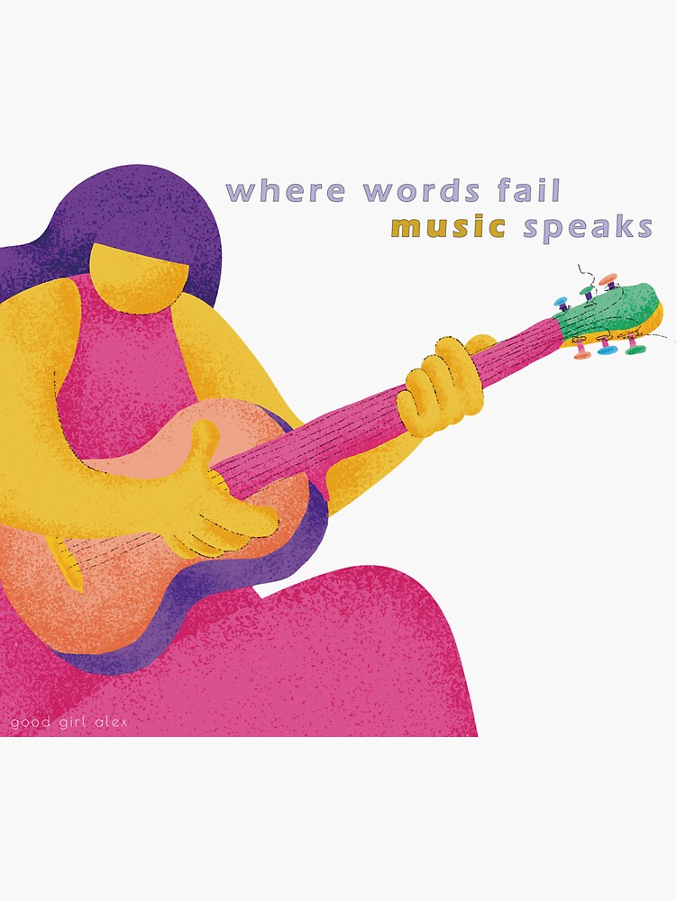 Thumbnail 3 of 3, Sticker, where words fail, music speaks designed and sold by Good-Girl-Alex.
