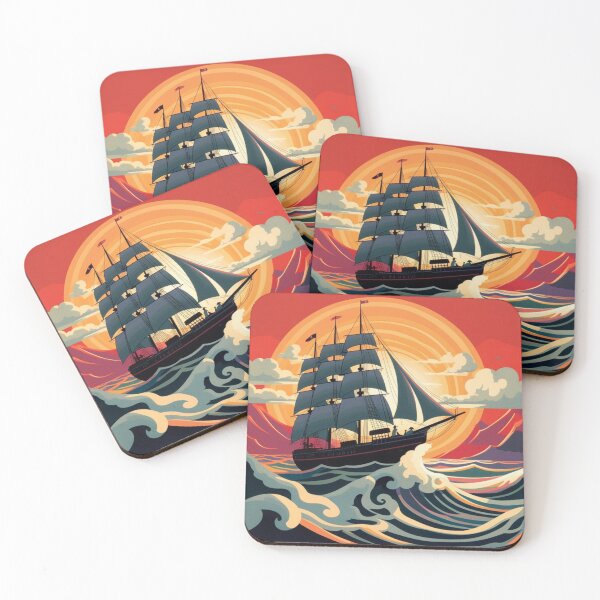 Item preview, Majestic Sailing Ship in the Stunning Sunset Sky designed and sold by JustArtDesign9.
