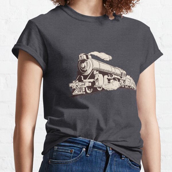 Vintage train steam locomotive railroad railway retro graphic design like Sheldon's Classic T-Shirt