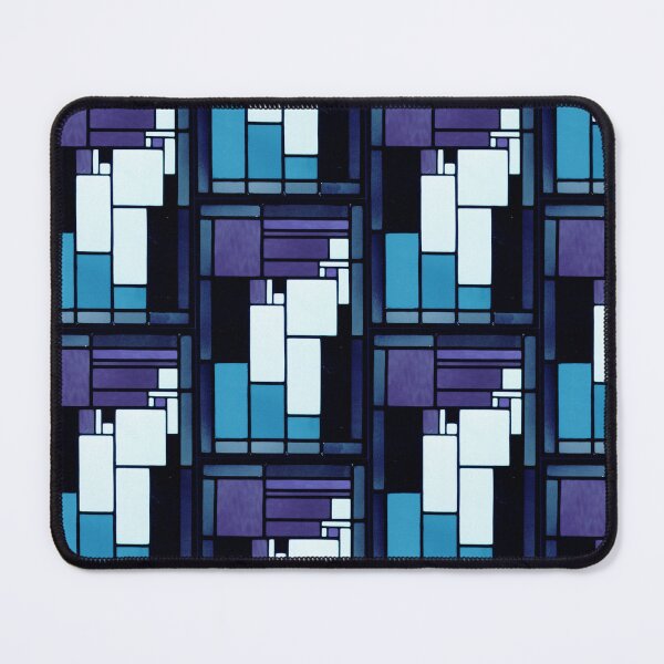 Item preview, Woman Stained Glass by Doesburg 1917 teal violet mondrian style designed and sold by PureVintageLove.