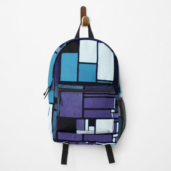 Item preview, Woman Stained Glass by Doesburg 1917 teal violet mondrian style designed and sold by PureVintageLove.