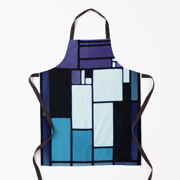 Item preview, Woman Stained Glass by Doesburg 1917 teal violet mondrian style designed and sold by PureVintageLove.