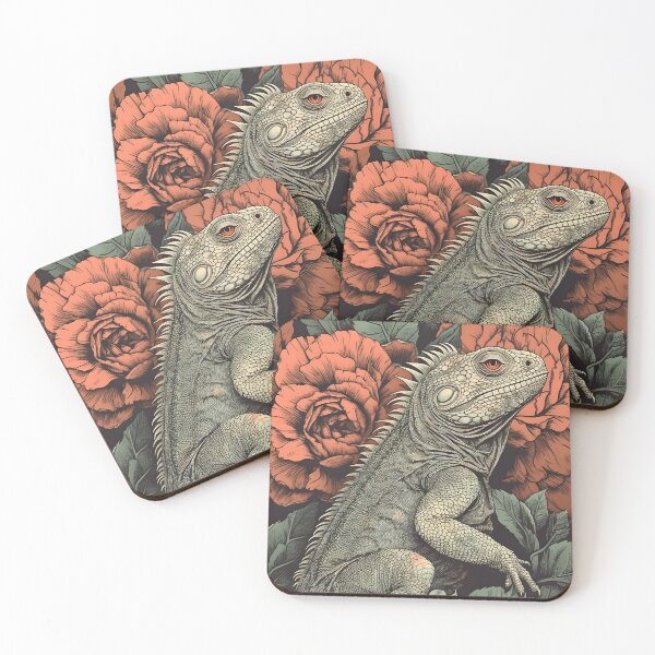Item preview, Iguana Illustration in a field of flowers designed and sold by 11pixeli.