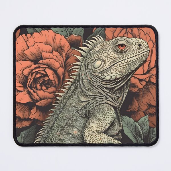 Item preview, Iguana Illustration in a field of flowers designed and sold by 11pixeli.