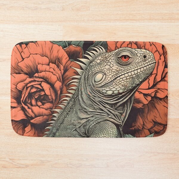 Item preview, Iguana Illustration in a field of flowers designed and sold by 11pixeli.