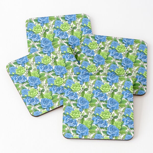 Item preview, Green Rose on Blue Pattern designed and sold by victorsuarez.