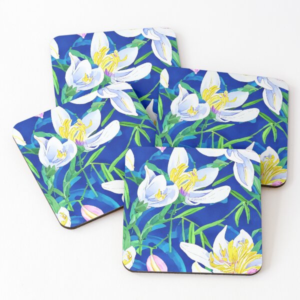 Item preview, Large scale crocuses on blue designed and sold by SophieClimaArt.