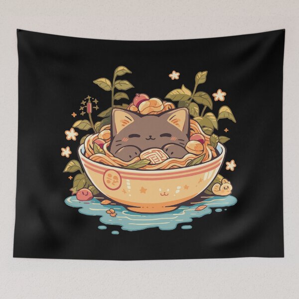 Item preview, Kawaii Vintage Style Japenese Ramen Cat designed and sold by RockBeeDesigns.