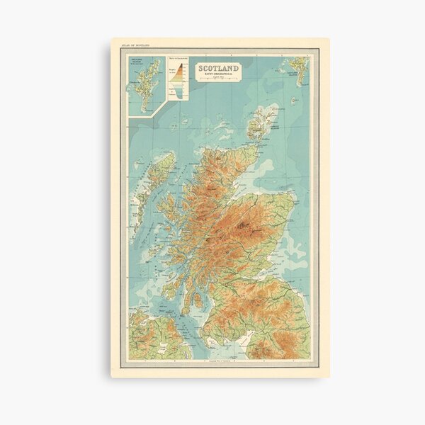 Item preview, Vintage Scotland Relief Map (1912) designed and sold by BravuraMedia.
